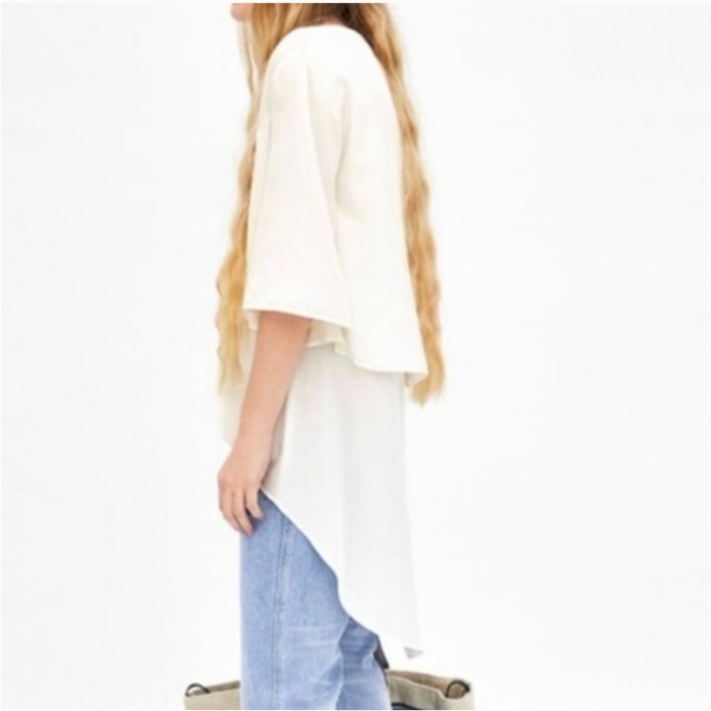 ZARA | White Asymmetrical Tier Blouse